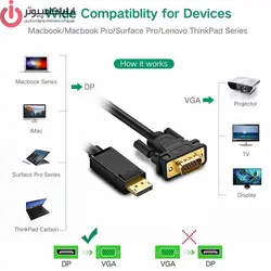 کابل تبدیل VGA to Display مدل UGREEN DP105-10247 - ایلیا کامپیوتر