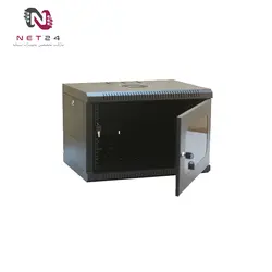 رک دیواری کبیر صنعت 7 یونیت عمق 45 فریم فلزی+پاور+فن+درب جانبی kabirSanat KS745DFBKabirsanat KS745DFB 7 Unit Depth 45 Wall Mount Rack