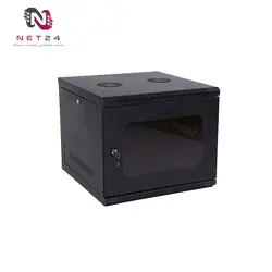 رک دیواری کبیر صنعت 9 یونیت عمق 60 فریم فلزی+پاور+فن+درب جانبی kabirSanat KS960DFBKabirsanat KS960DFB 9 Unit Depth 60 Wall Mount Rack