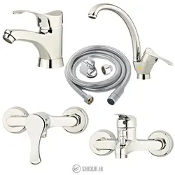 ست 5 تکه شیرآلات فیروزه مدل مهرسان کروم