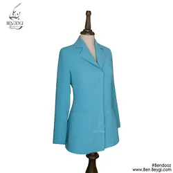 مانتو شلوار اداری تک دکمه رنگ آبی تک دکمه یقه انگلیسی کد 25897