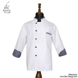 پیراهن آشپزی یقه ایستاده یک ردیف دکمه سفید [عکس کاربر] کد 25526