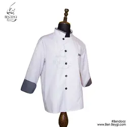 پیراهن آشپزی یقه ایستاده یک ردیف دکمه سفید [عکس کاربر] کد 25526