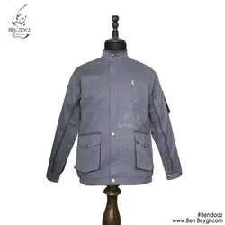 کاپشن شلوار کار مردانه مهندسی مدل یقه ایستاده قاپک دار رنگ طوسی کد 25460