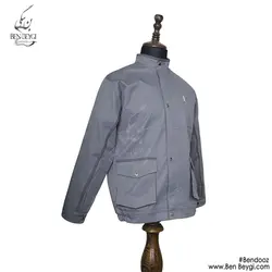 کاپشن شلوار کار مردانه مهندسی مدل یقه ایستاده قاپک دار رنگ طوسی کد 25460