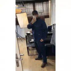 کاپشن شلوار کار مردانه مهندسی مدل یقه ایستاده قاپک دار رنگ سرمه ای کد 25454