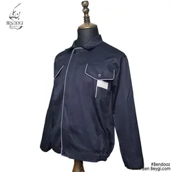 کاپشن شلوار کار مردانه مدل یقه ایستاده با قاپک شلوار جیب دار  رنگ سرمه ای پارچه کجراه کد 23544