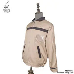 کاپشن شلوار کار مردانه مدل یقه دار شلوار جیب دار  رنگ کرم خرجکار قهوه ای کد 23523