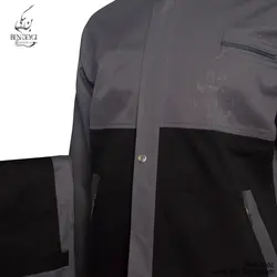 کاپشن شلوار کار مردانه مدل یقه ایستاده با قاپک شلوار جیب دار  رنگ طوسی مشکی کد 23315