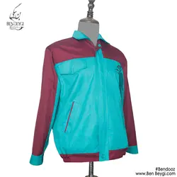 کاپشن کار مردانه مدل یقه دار  با قاپک رنگ سبز قرمز آستین دورنگ کد 23292