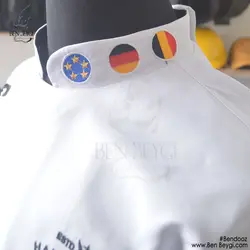 پیراهن آشپزی سرآشپز مدل بین الملل 7 دکمه یقه ایستاده رنگ سفید با گلدوزی پرچم کد 21145