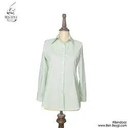 شومیز زنانه مدل ساده رنگ مشکی یقه برگردان بلند دکمه دار پارچه تترون مدل آستین مچ دار کد 20989