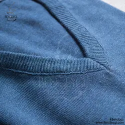 ژیله بافت یقه هفت مردانه رنگ آبی نفتی آستین حلقه ای کد ma-21682