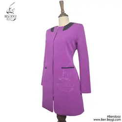 مانتو شلوار اداری کرپ رنگ بنفش یقه گرد دکمه مخفی کد 15773