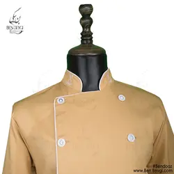 پیراهن سر آشپزی یقه ایستاده خردلی با گلدوزی کد13308