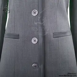 مانتو شلوار اداری راه راه یقه دلبری ساتن دوزی طوسی کد 10719