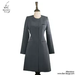 مانتو شلوار اداری یقه گرد بانتو دوزی ذغالی سه جیب دکمه مخفی کد 10656
