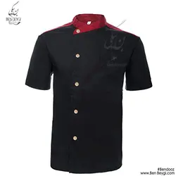 پیراهن آشپزی یقه ایستاده دکمه روهمگرد مشکی کد9569