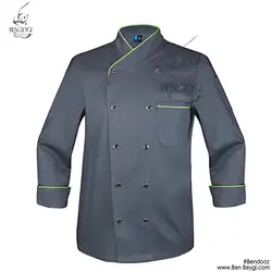پیراهن آشپزی یقه ایستاده دو ردیف دکمه مغزی دوزی شده طوسی کد 9509 (ویدئو)