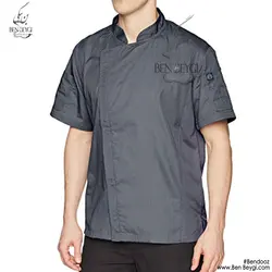 پیراهن آشپزی یقه ایستاده دکمه مخفی بنفش کد 9445