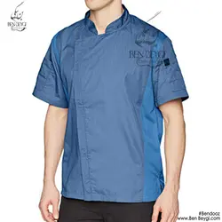 پیراهن آشپزی یقه ایستاده دکمه مخفی بنفش کد 9445