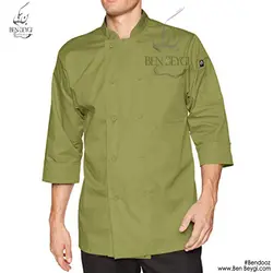 پیراهن آشپزی یقه ایستاده دکمه مخفی سبز کد 945025