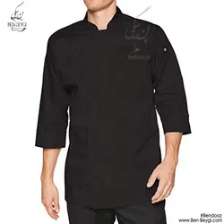 پیراهن آشپزی یقه ایستاده دکمه مخفی سبز کد 945025