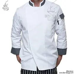پیراهن آشپزی یقه ایستاده دکمه مخفی مشکی کد9439