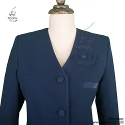 مانتو شلوار فرم اداری پارچه فیونا آبی سه جیب یقه هفت مغزی دوزی کد 7530