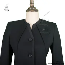 مانتو شلوار فرم اداری پنل دار نوار دوزی رنگ مشکی TA-7522-740