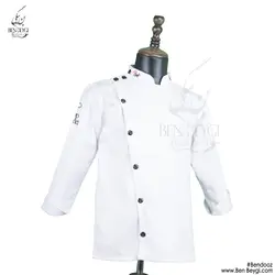 پیراهن آشپزی شف رنگ سفید یقه ایستاده 8 دکمه کجراه کد 8078-IR