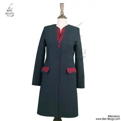 مانتو شلوار اداری سرمه ای زرشکی بدون یقه دکمه مخفی کد 7343