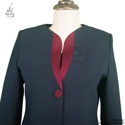 مانتو شلوار اداری سرمه ای زرشکی بدون یقه دکمه مخفی کد 7343