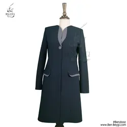 مانتو شلوار اداری سرمه ای طوسی بدون یقه دکمه مخفی کد 7335