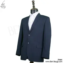 کت و شلوار مردانه فرم اداری پارچه فاستونی یقه انگلیسی رنگ سرمه ای طرح ساده کد RAM5508