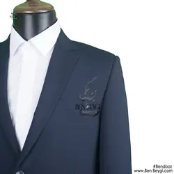 کت و شلوار مردانه فرم اداری پارچه فاستونی یقه انگلیسی رنگ سرمه ای طرح ساده کد RAM5508