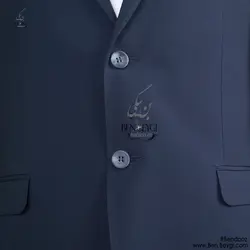 کت و شلوار مردانه فرم اداری پارچه فاستونی یقه انگلیسی رنگ سرمه ای طرح ساده کد RAM5508