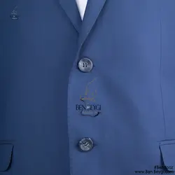 کت و شلوار مردانه فرم اداری پارچه فاستونی یقه انگلیسی بانتو دوزی رنگ آبی طرح ساده کد RAM5506