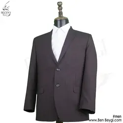 کت و شلوار مردانه فرم اداری پارچه فاستونی رنگ قهوه ای طرح دیپلمات خط قرمز بانتو دوزی یقه انگلیسی کد RAM5398