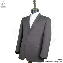 کت و شلوار مردانه فرم اداری پارچه فاستونی طرح دیپلمات رنگ قهوه ای بانتو دوزی یقه انگلیسی کد RAM5376