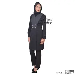 مدل مانتو و شلوار اداری چهار دکمه سر آستین پاگون دار 3572