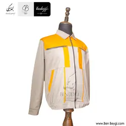 کاپشن شلوار کار مردانه | پارچه کجراه | زیپ دار دو جیب یقه مردانه رنگ کرم و خردلی کد 30268