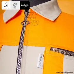 کاپشن شلوار کار مردانه | پارچه کجراه | زیپ دار دو جیب یقه مردانه رنگ کرم و خردلی کد 30268