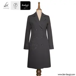 مانتو شلوار اداری | فیونا | شش دکمه رنگ مشکی دو جیب یقه انگلیسی [تعداد محدود] کد 30924