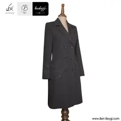 مانتو شلوار اداری | فیونا | شش دکمه رنگ مشکی دو جیب یقه انگلیسی [تعداد محدود] کد 30924