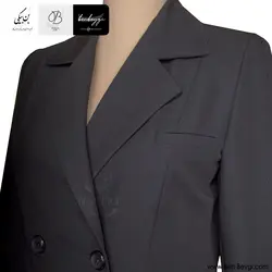 مانتو شلوار اداری | فیونا | شش دکمه رنگ مشکی دو جیب یقه انگلیسی [تعداد محدود] کد 30924