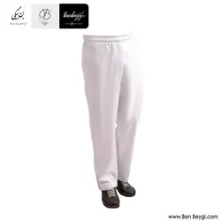 شلوار آشپزی | پارچه ترگال | کمر کشی رنگ سفید کد 31428