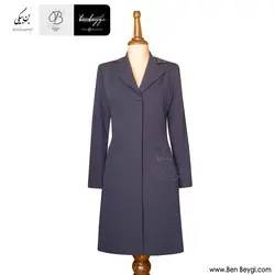 مانتو شلوار اداری | پارچه فیونا | تک دکمه رنگ سرمه ای یقه انگلیسی [تعداد محدود] کد 31544