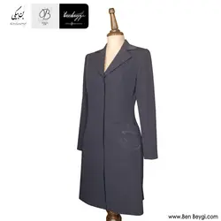 مانتو شلوار اداری | پارچه فیونا | تک دکمه رنگ سرمه ای یقه انگلیسی [تعداد محدود] کد 31544