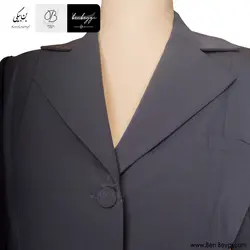 مانتو شلوار اداری | پارچه فیونا | تک دکمه رنگ سرمه ای یقه انگلیسی [تعداد محدود] کد 31544
